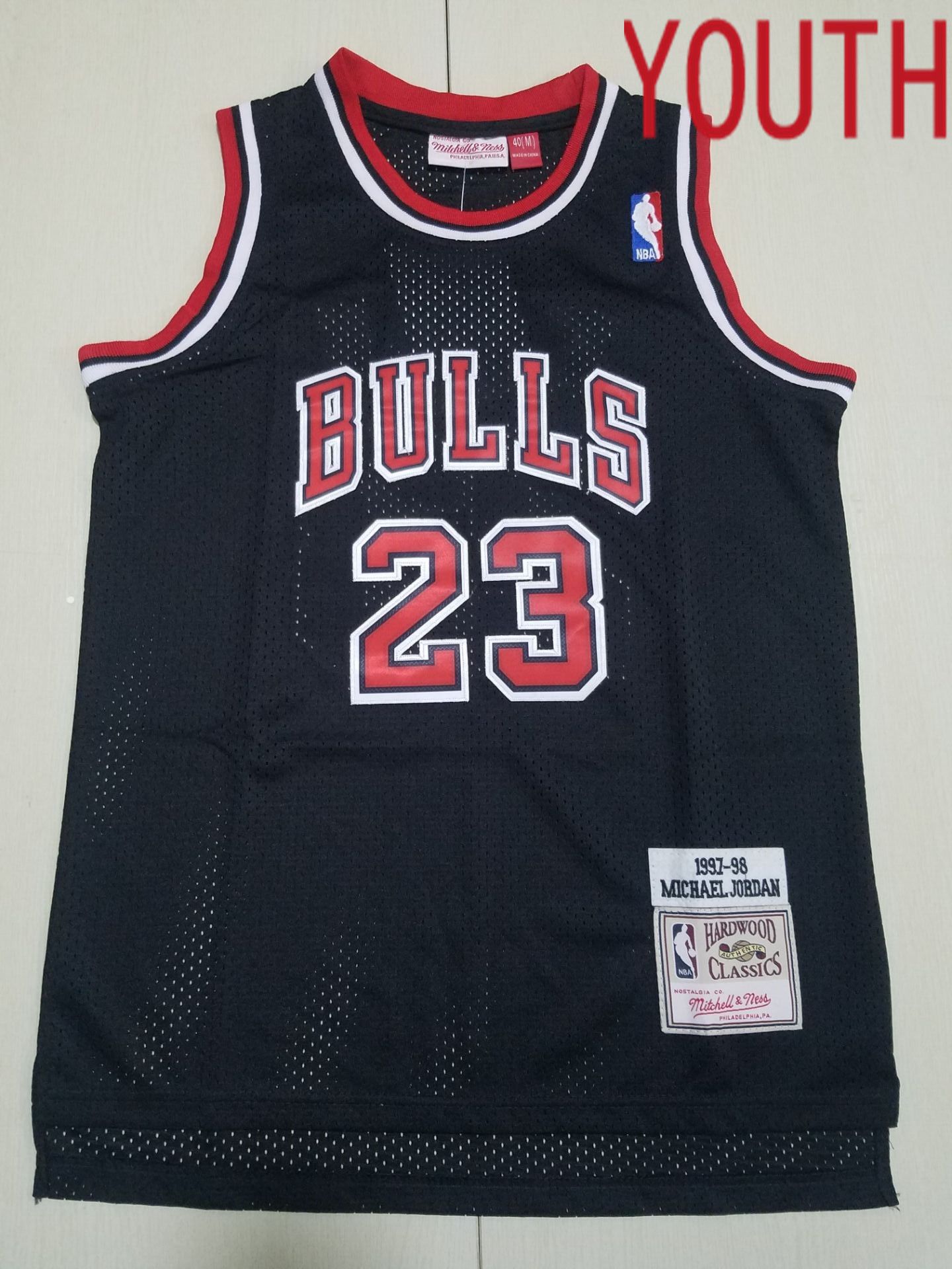 Youth Chicago Bulls #23 Jordan Black Throwback 2022 NBA Jersey